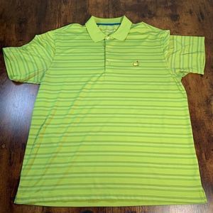 Masters Tech Augusta National Golf Polo Shirt Green Striped Sz XL